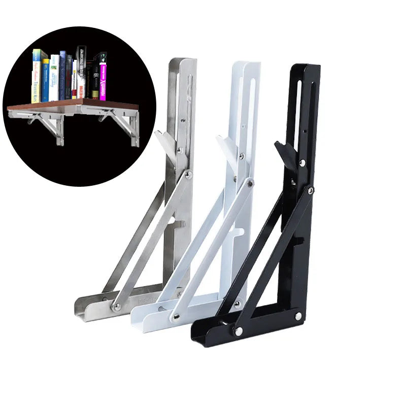 8 Heavy Duty Stainless Steel Triangle Bracket Wall Mounting Table Bench Support 8 Inches Folding Metal Shelf Brackets Stamping