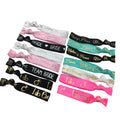 200pcs Gold Silver Foiled BRIDE Hair Tie Bracelet for Wedding Matron of Honor Rubber Band I Do CREW Printed Ponytail Holder