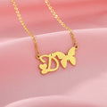 Personality Lady Choker Women Jewelry Gold Stainless Steel Heart Butterfly Initial Pendant Necklace MegaBDM
