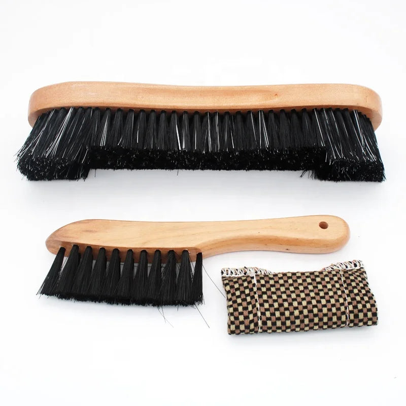 10.5" Modern Brown/Light Brown Wooden Pool Billiards Table Brush Set Wool/Nylon/Horsehair Bristle Includes Rail Cue Shaft Cloth