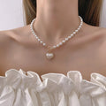 Pearl Heart Necklace New Style Collarbone Necklace All-match Necklace