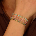 Boho Women Natural Birthstone Bracelet Healing Gemstone Stacking Energy Stone Bracelet Chakra Rainbow Natural Stone Jewelry