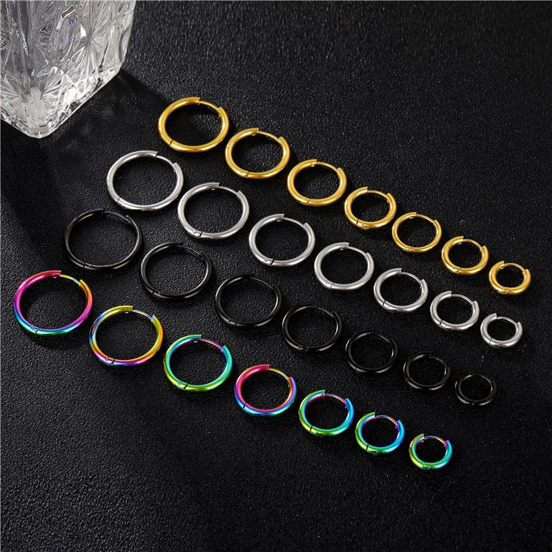 Trendy Simple Basic Jewelry Stainless Steel Earrings Nose Ring Multi-size Smooth Curved Circle Nose Ring Gifts for Women
