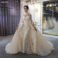 Jancember NS3772 Glitter Lace Champagne Party Illusion Embroidered Mermaid Wedding Dress