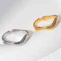 Factory Direct Hot Ins Stainless Steel Open Ocean Sea Wave Ring for Women