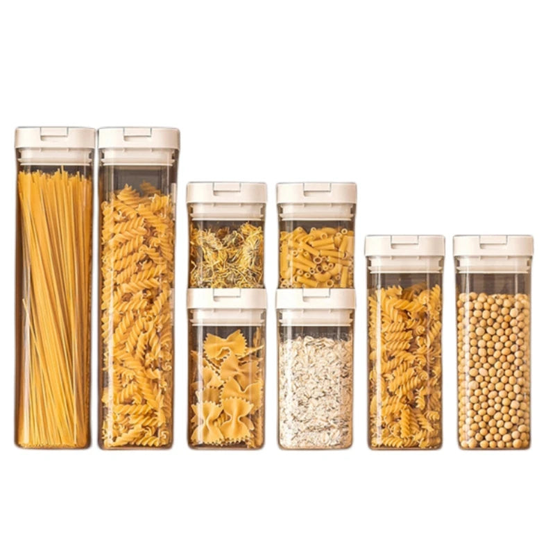 Stackable Airtight Food Storage Containers Set BPA Free Clear Plastic Kitchen & Pantry Cereal Organization Canisters with Lids
