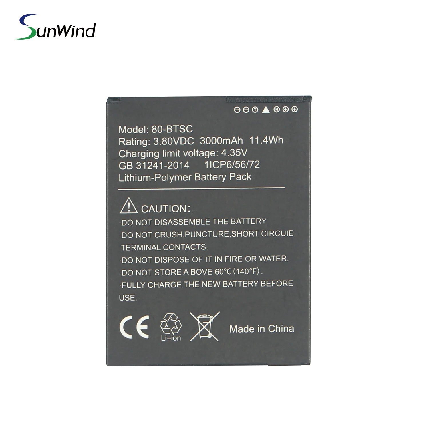 Factory Direct Lithium Ion Battery PM80 80-BTSC Mobile Receipt Printer Battery 3.8V 3000mAh SWLPB