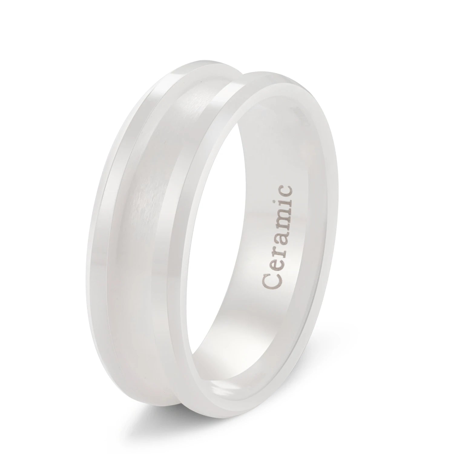 Poya 6mm Comfort Fit Single Blank Channel White Ceramic Ring Core for Inlay Jewelry Making