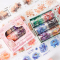 6 Rolls/Box PET Tape Water Activated Himemon Cutting Sticker with Rubber Adhesive for Masking and Waterproof Scenery