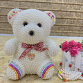 Droppshipping Creative Personality Valentine's Day Gift Rhinestone Paved Colorful Handmade Foam Bowknot Pearl Teddy Bear