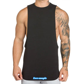 New Design Organic Cotton Men's Gym Tank Top Knitted Casual Workout Vest Sleeveless Fitness T-Shirts for Bodybuilding Muscle