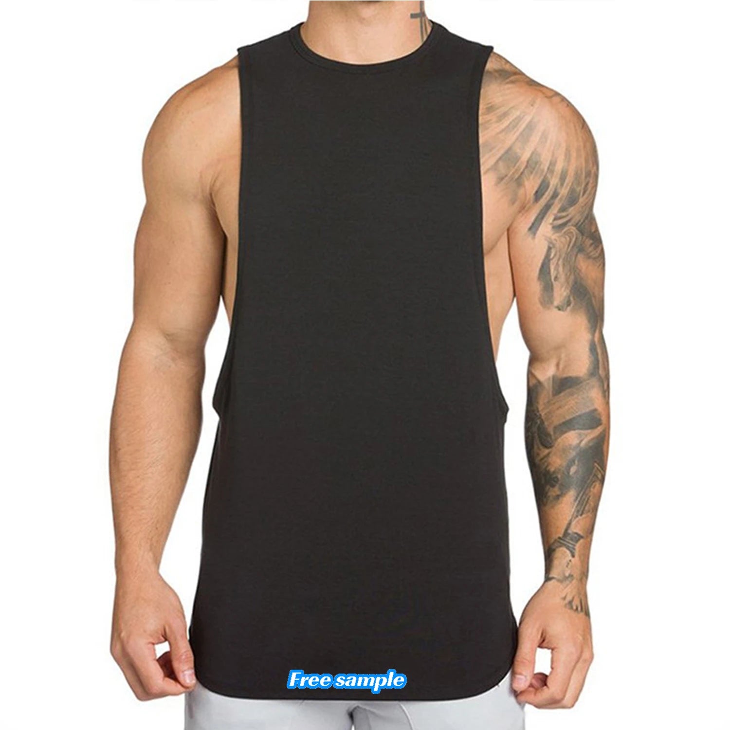 New Design Organic Cotton Men's Gym Tank Top Knitted Casual Workout Vest Sleeveless Fitness T-Shirts for Bodybuilding Muscle