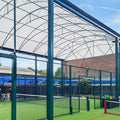 Worldwide Sale 8 Pieces 200W Flood Lights Padel Court Roof Hot Dip Galvanized Steel & Tempered Glass 10x20m