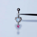 Stainless Steel Zircon Belly Button Ring Opal Jewelry pink Cute Zircon Butterfly Wings Belly Button Stud Body Jewelry