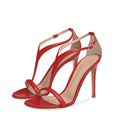 Elegant Red Buckle Strap High Heels Open Toe Stilettos Women Summer Sandals for Ladies Party Shoes