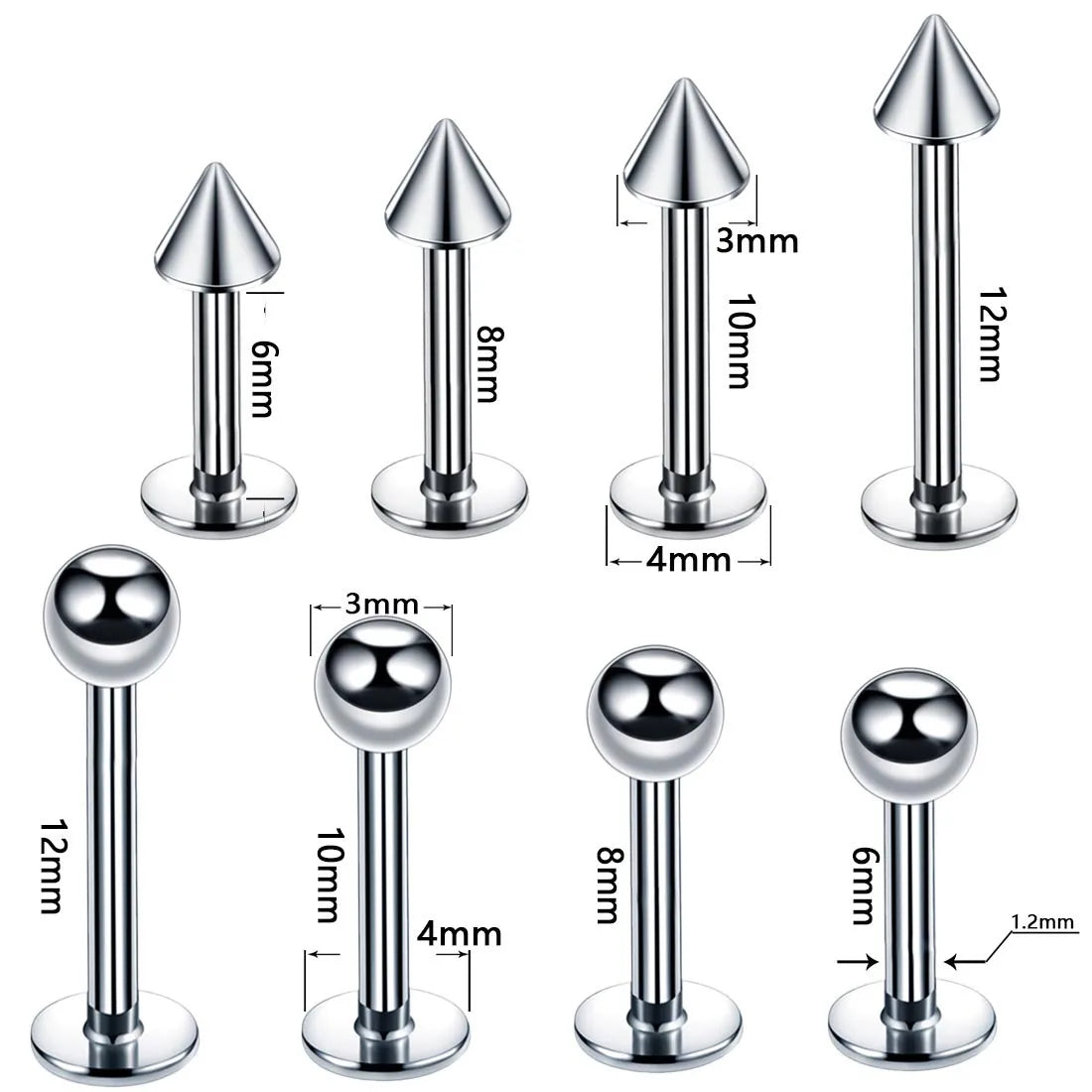 ASTM F136 Titanium Stud Lip Piercing Labret Fashion Earring Piercing With Sharp and Ball Piercing Body Jewelry