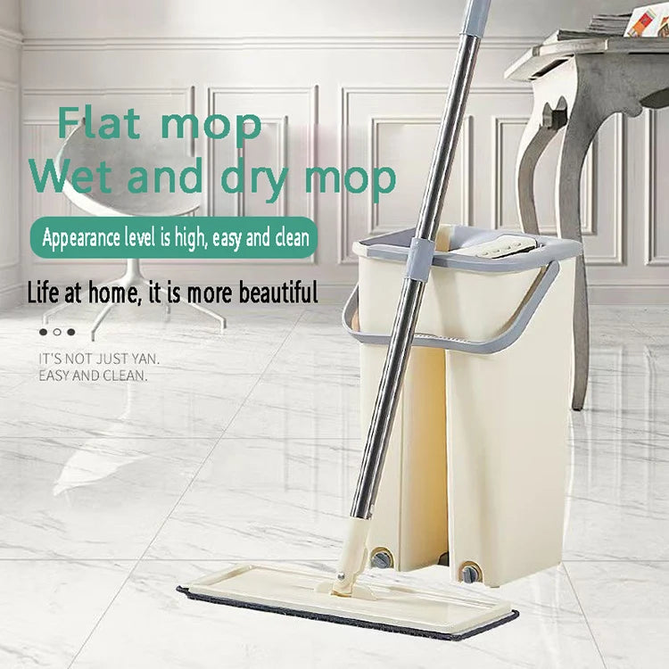 Detachable Washing Hand Free Floor Flat Mop With Replacement Microfiber Pad Cleaning Mops for Household