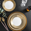 Ceramic Gold Rim Dinner Plates Set Hand Drawn Lines Modern Home  Plate Set Western Restaurant Tabletop Plate Dish