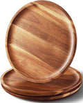 7.8 Inch Round Wood Plates Easy Cleaning   Acacia Wood Round Dinner Plates