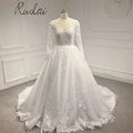 Ruolai QW01666 Elegant Scoop Long Sleeve Lace Wedding Dress Aline Ivory Bridal Gowns for Bride