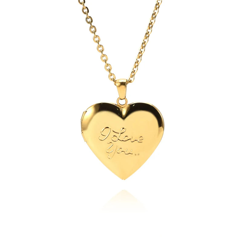 Women Girls Locket Necklace Stainless Steel Plated 18K Gold Photo Lockets Hold Picture Personalized Gift Custom Love Heart Image