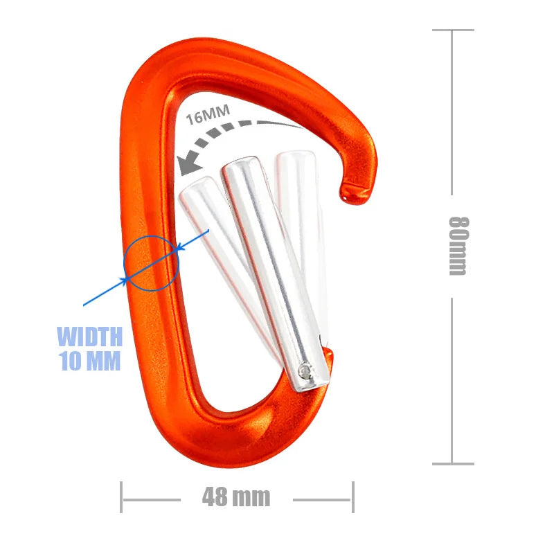 7075 Aluminum 12KN/2697LBS D-shape Carabiner Straight Gate Dog Hook for Outdoor