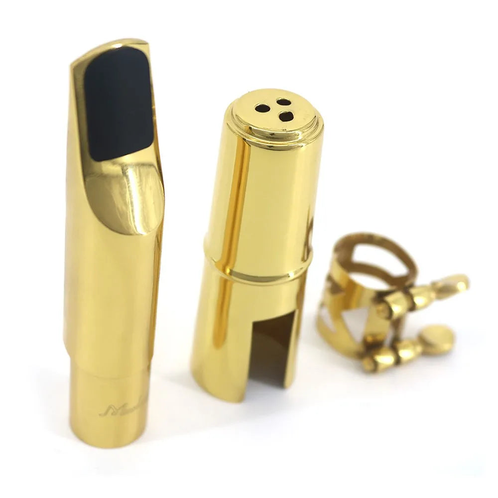 Muslady 7C Tenor Saxophone Mouthpiece Musical Instrument Accessories Brass Material with Reed Cap Buckle Patch
