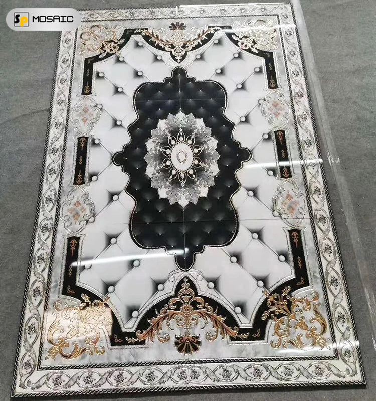 Springletile Modern Designer Custom Ceramic Carpet Tiles Pattern Luxury Porcelain Floor Decorative Carpet Tiles for Home MegaBDM