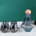 Smoky Grey Diamond Glass Kettle and 4 Cups Cold Drinking Glasses Whiskey Decanter Set With 4 Whiskey Glasses