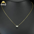 Goldleaf 925 Sterling Silver Moissanite Necklace VVS Emerald Cut with Gold Plating Custom Fine Jewelry Gift for Women