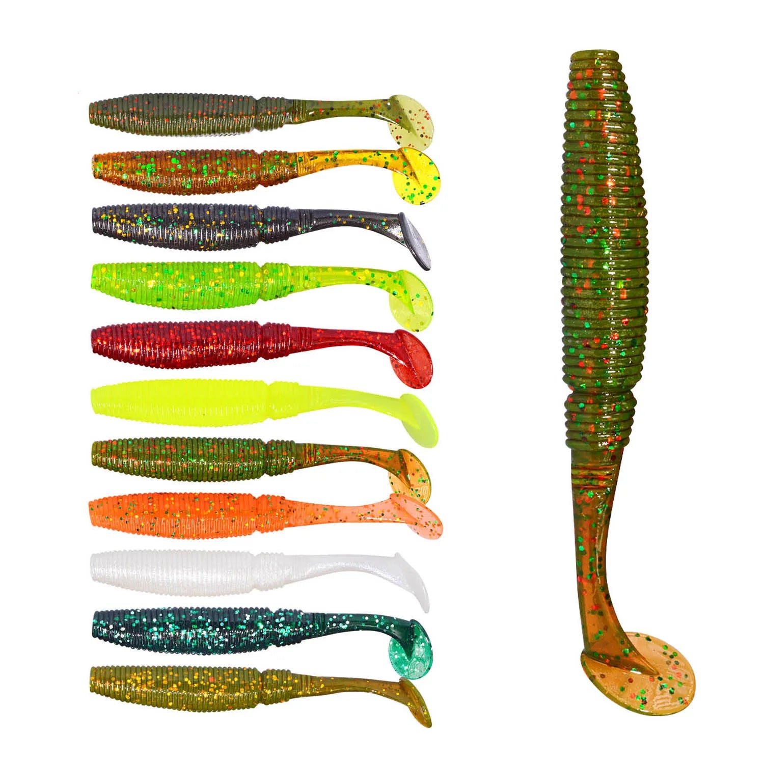 Worm Type T Tail Soft Worm Paddle 75mm 3.2g 6pcs Soft Plastic Tube Face Covering Fishing Lure Molds