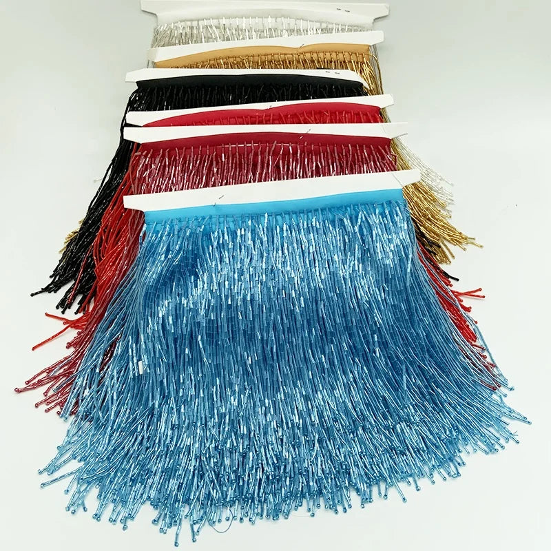 Fashion Decorative Beaded Rhinestone Fringe Trim Accessories Handmade Fabric for Garment