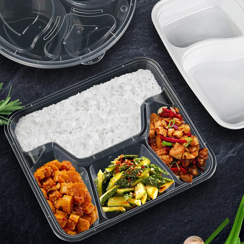 Disposable Bento Lunch Boxes Food Container PP Lunch Box Plastic Disposable Meal Prep Containers with Lids Wholesale Plastic