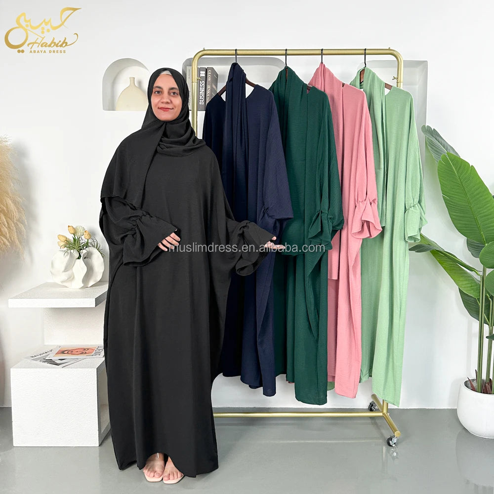 Habib Hijab Muslim Abaya Dress Wholesale Cheap  Islamic Clothing 2 Pieces Abaya With Hijab
