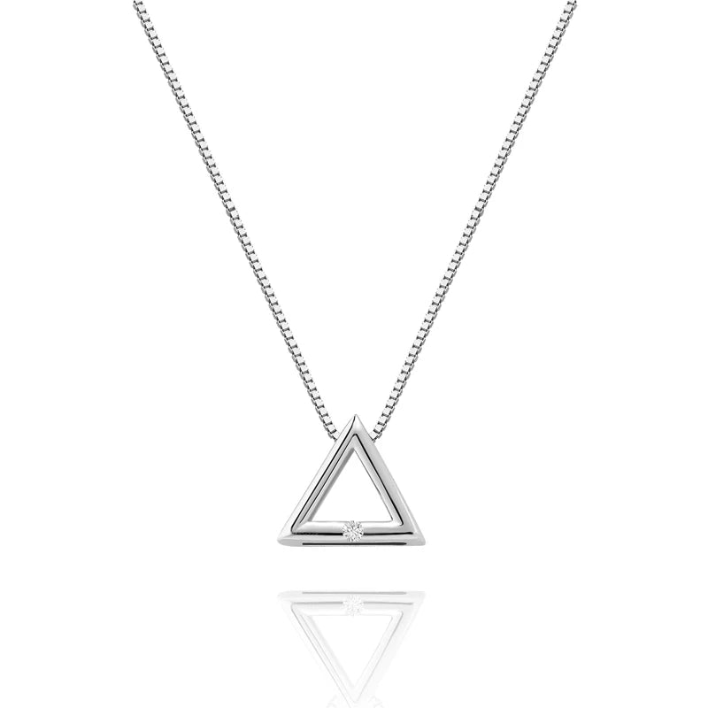 Factory Wholesale New 925 Sterling Silver Zircon Geometric Triangle Necklaces Pendants Women Wedding Jewelry Christmas Gifts