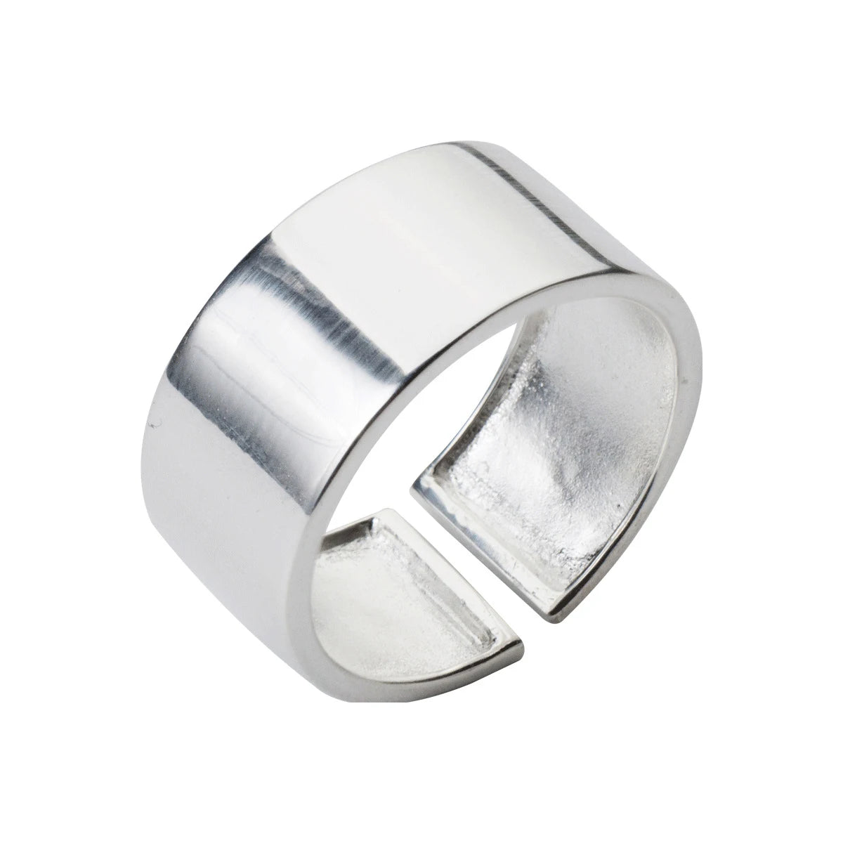 925 Sterling Silver Trendy High-end Polishing Geometric Adjustable Wide Finger Rings for Women Party Fine Jewelry