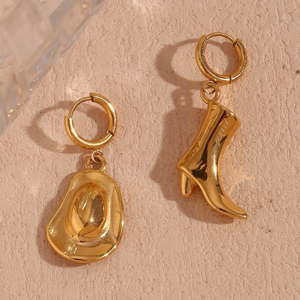 Engraved Cowboy Suit Statement Earrings Bijou En Acier Inoxydable 2023 Gold Plated Drop Earring