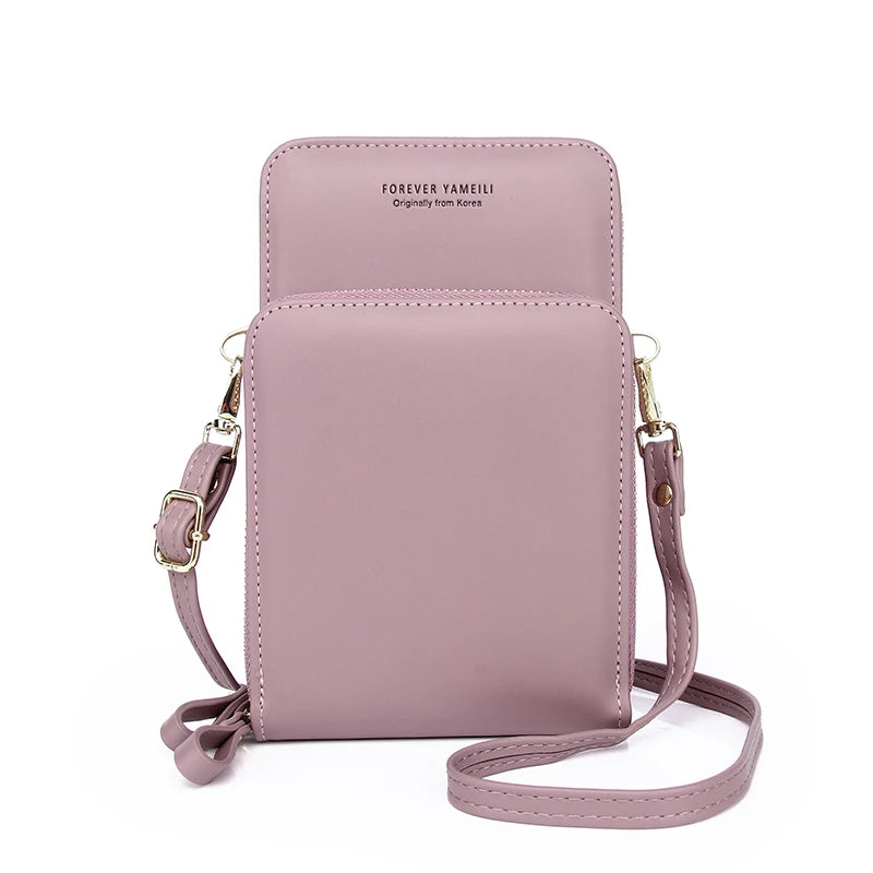 Korean Version of Fashion Large Capacity Multi Card Vertical Mobile Phone Bag Pu Leather Mobile Phone Bag Female Crossbody