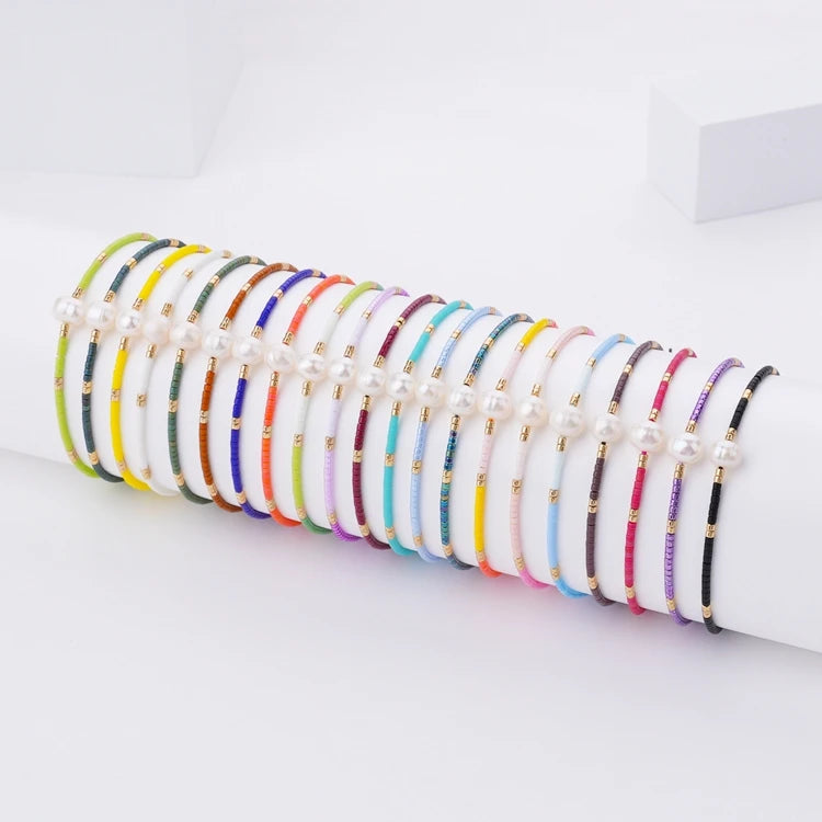 Fashion Jewelry Natural Pearl Charm Multi Color Glass Beaded Macrame Bracelets Fine Handmade Friendship Bracelet for Women
