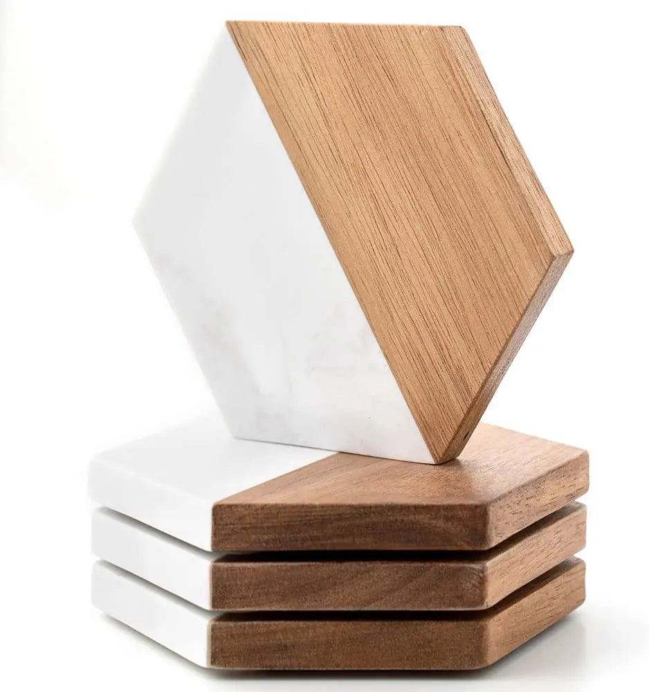 Hot Sale Unique Design Hexagon Custom Marble Coasters for Coffer Tea Drink