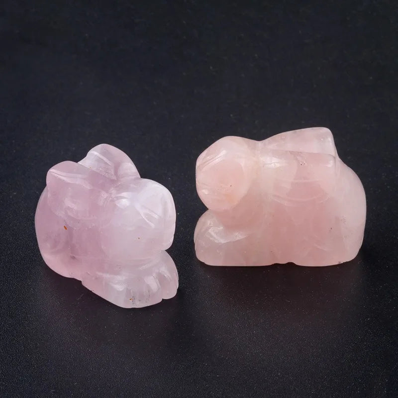 Factory Custom Crystal Decor Rabbit Sculpture 1 Inch Natural Crystals Gemstone Rabbit Bunny Figurine Animal Carvings Gifts