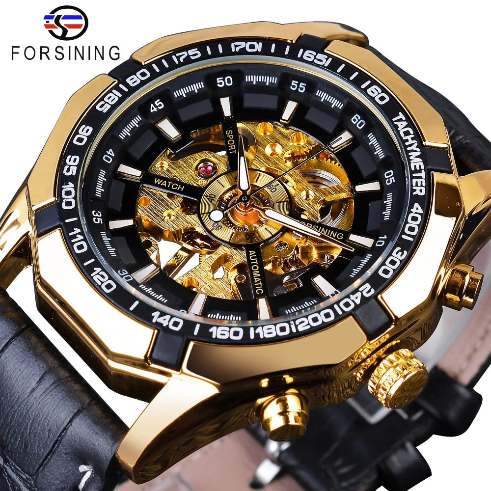 AliExpress Hot Sale Forsining Watch Men Automatic Mechanical Leather Waterproof Men Watches Luxury Man Wristwatches Reloj Hombre