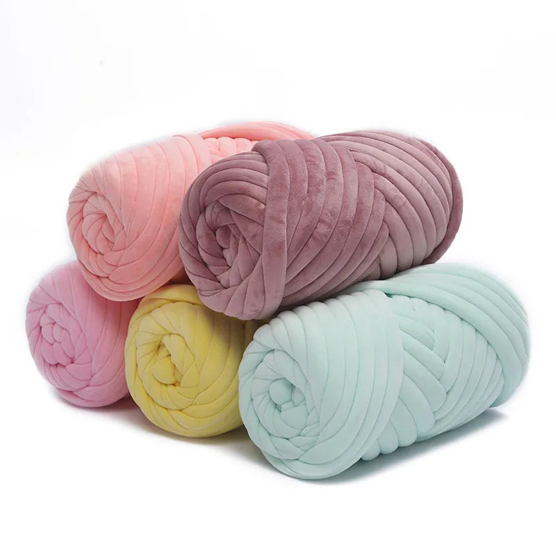 3cm Thick Fancy Velvet Tube Yarn Arm Knitting Chunky Machine Washable Big Yarn