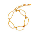 Chris April in Stock Fashion Design 316L Stainless Steel Simple PVD Gold Plated OVAL Link Chain Bracelet