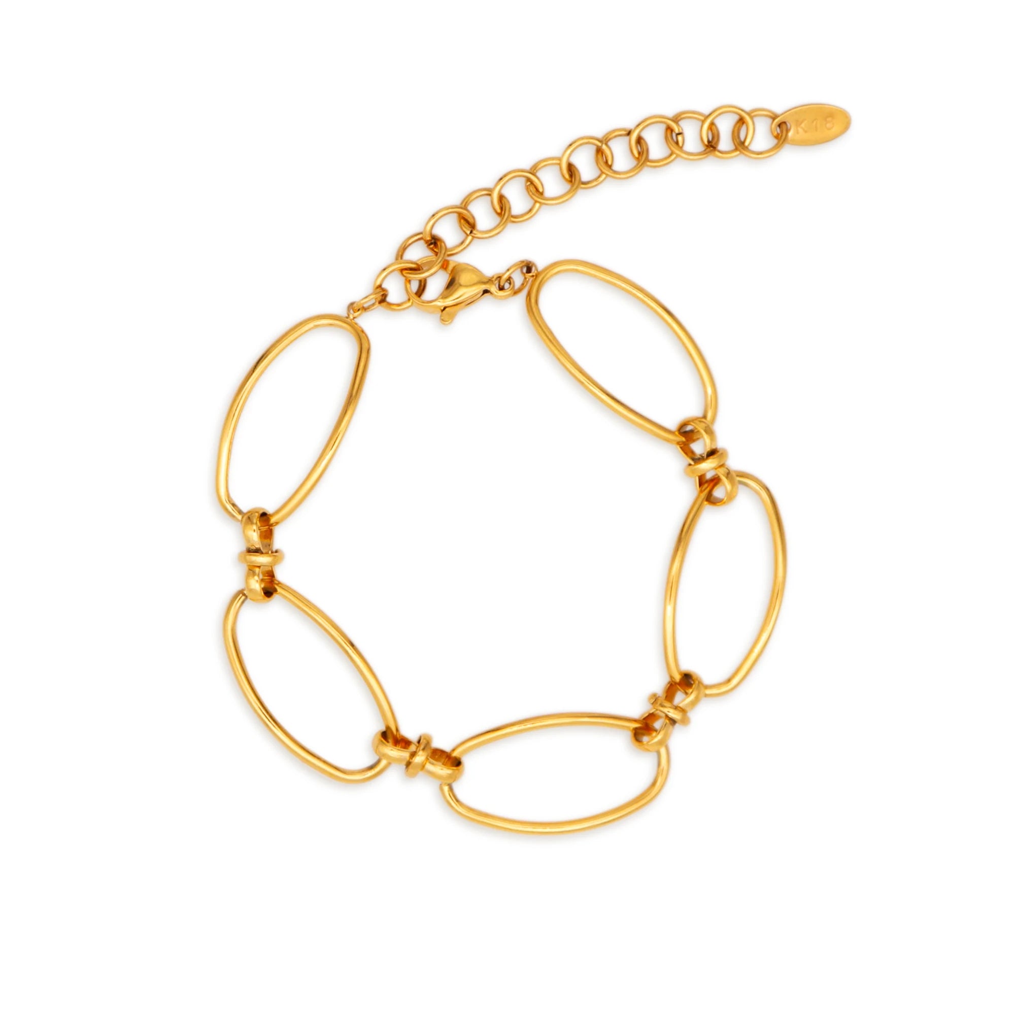 Chris April in Stock Fashion Design 316L Stainless Steel Simple PVD Gold Plated OVAL Link Chain Bracelet