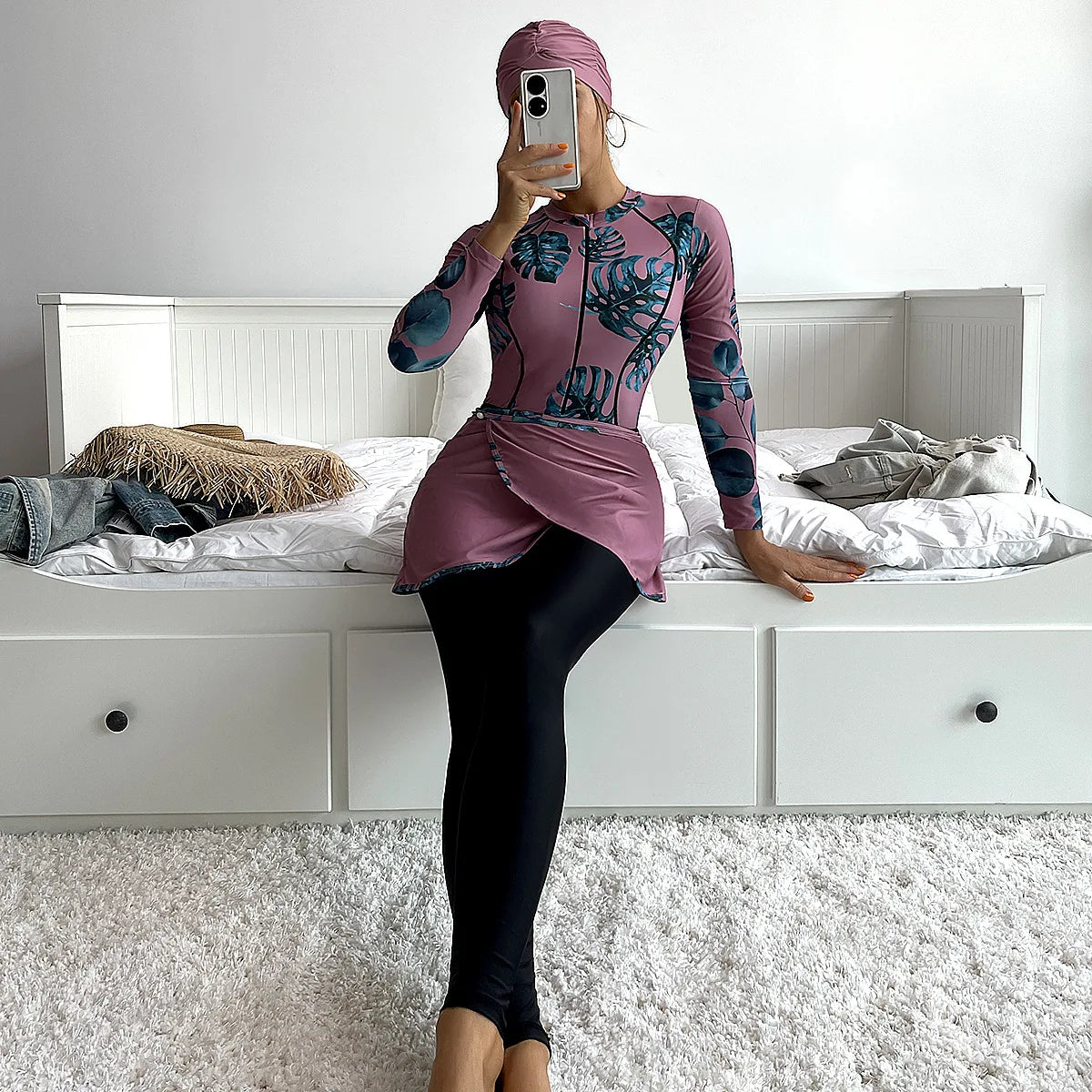 2023 New Modest Swimwear Wholesale New High Quality Muslim Swimsuit Borkini Long Sleeve Pants Conservative Swimsuit for Islamic