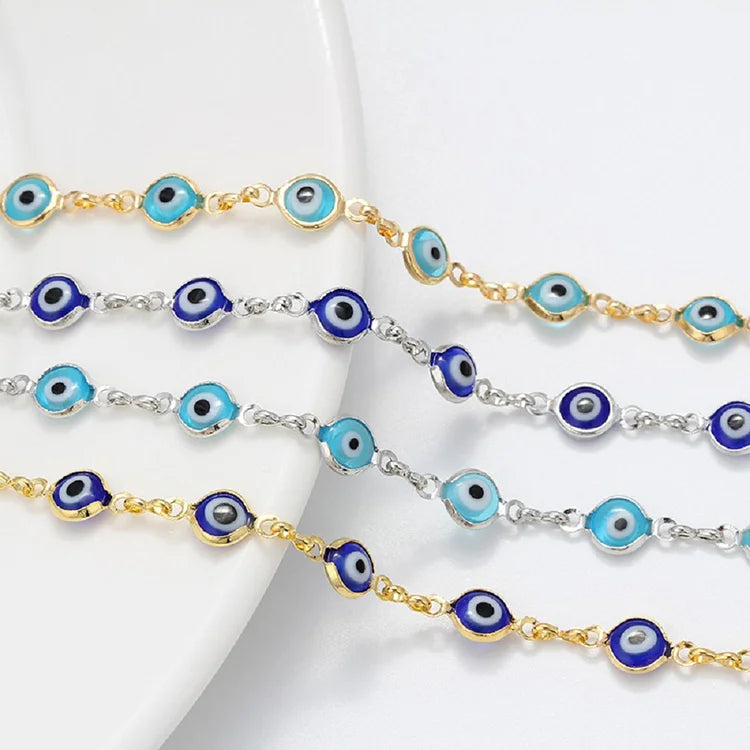 2025 Fashion Perfect Alloy Blue/Light Blue Devil Lucky Eye Bead Chain Bracelet Jewelry Charms Bracelets for Women