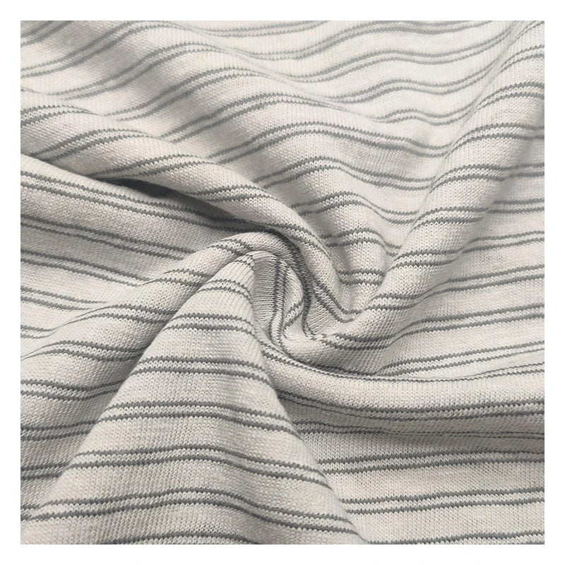 22012A-Wholesale Eco-Friendly Outdoor Light Weight Yarn-Dyed Stripe Organic Cotton Hemp Terry Fabric GOTS Certified for T-Shirts