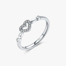 925 Sterling Silver Fine Jewelry Simple Trendy Delicate Hollow Heart Rings for Women