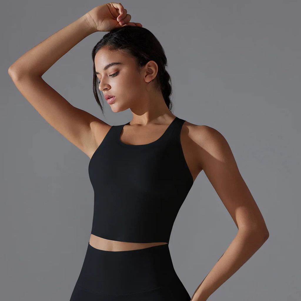 Slim Fit Gym Workout Cropped Sleeveless Shirts Quick Dry Blank Women Sports Fitness Yoga tank Tops